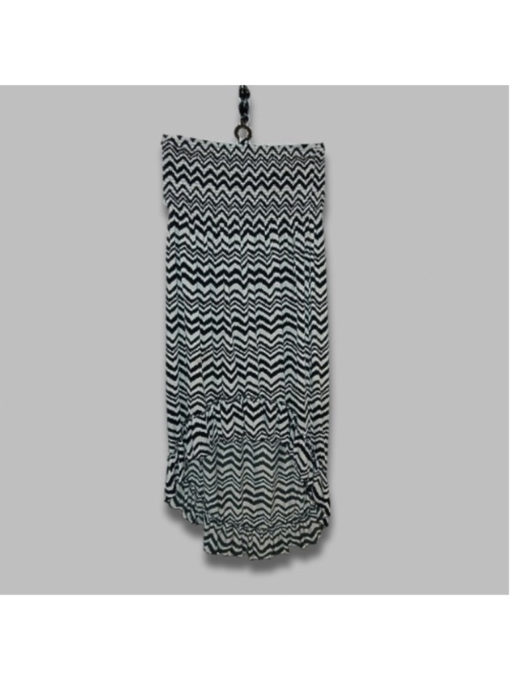 Magic Hi-Low Halter Dress Ruffled Stretchy Smocked Zigzag White/Black Women’s 3X